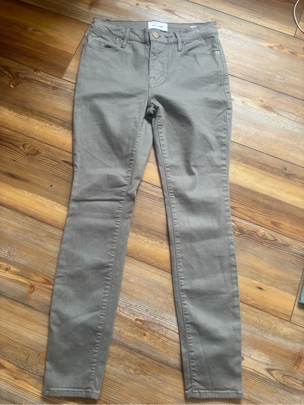 Frame Denim Women's Skinny Jeans - Olive Gray Metallic